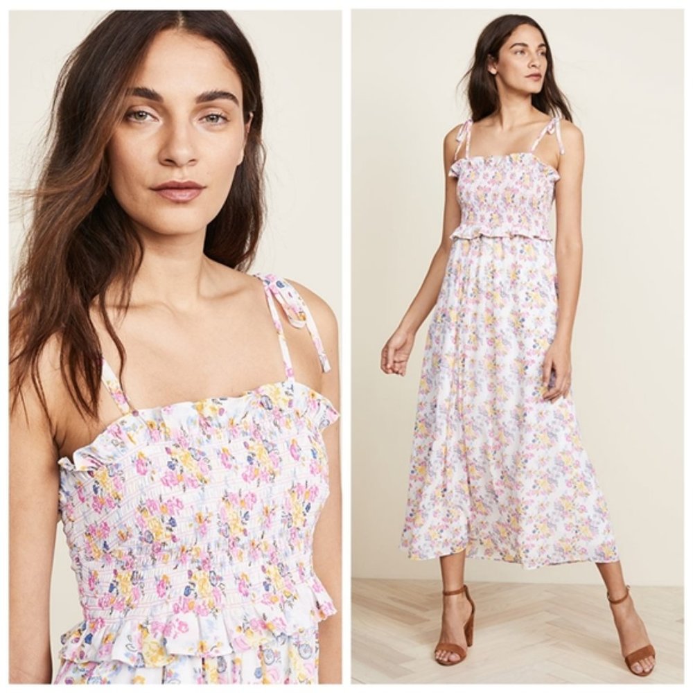 Kos Resort Floral Smocked Tie Strap Maxi Dress